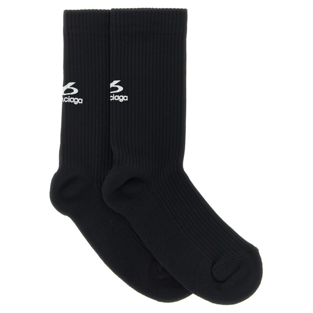Balenciaga Women Ribbed Socks With Logo
